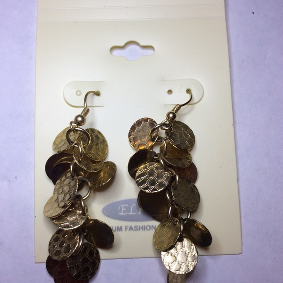New Elite Gold Dangle Earrings - Picture 2 of 2